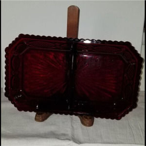Vintage AVON Cape Cod Divided RUBY Relish Dish